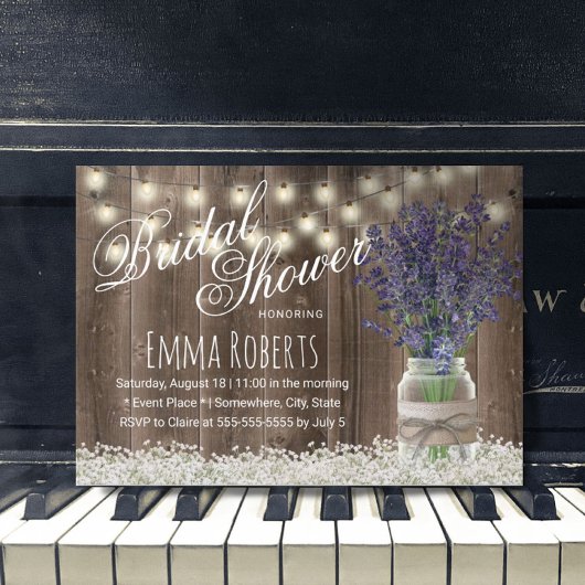 Rustic Lavender Flowers Mason Jar Vrijgezellenfees Kaart