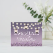 Rustic Lavender Flowers Paars Ombre Save the Date Aankondigingskaart (Staand voorkant)