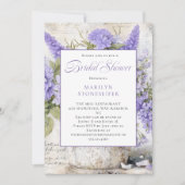 Rustic Lavender Flowers Tin Bucket Bridal Shower | Kaart (Voorkant)
