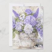 Rustic Lavender Flowers Tin Bucket Wedding | Kaart (Achterkant)