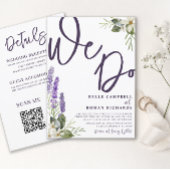 Rustic Lavender & Foliage All-in-One Wedding Kaart