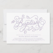 Rustic Lavender Foliage Lettering Baptisme Kaart (Voorkant)