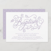 Rustic Lavender Foliage Lettering Baptisme Kaart (Voorkant / Achterkant)