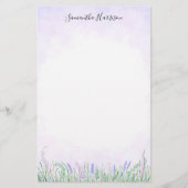 Rustic Lavender Greenery Spring Waterverf Briefpapier (Voorkant)