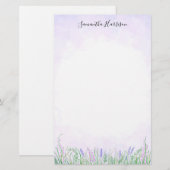 Rustic Lavender Greenery Spring Waterverf Briefpapier (Voorkant / Achterkant)