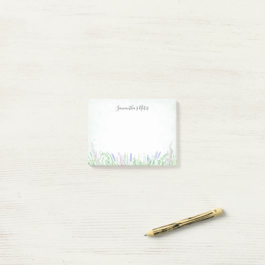 Rustic Lavender Greenery Spring Waterverf Post-it® Notes (Op bureau)