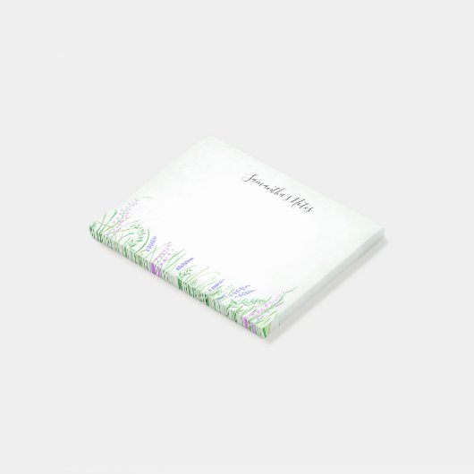 Rustic Lavender Greenery Spring Waterverf Post-it® Notes (Schuin)