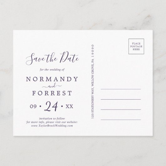 Rustic Lavender | Houden Opslaan Briefkaart Datum (Achterkant)