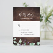Rustic Lavender | Houten eenvoudige RSVP-kaart RSVP Kaartje (Staand voorkant)