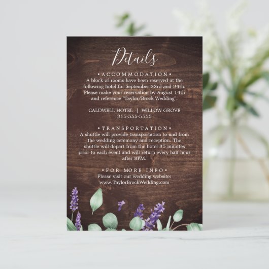 Rustic Lavender | Houten Kaart behuizing (Staand voorkant)