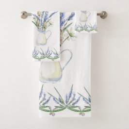 Rustic Lavender Jug Floral Waterverf Bad Handdoek