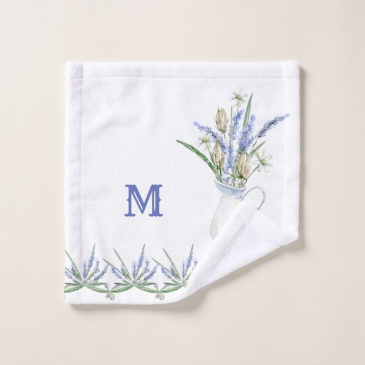 Rustic Lavender Jug Floral Waterverf Bad Handdoek (Wasdoekje)