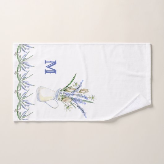 Rustic Lavender Jug Floral Waterverf Bad Handdoek (Handdoek)