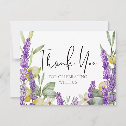 Rustic Lavender & Lemons Weddenschap Bedankkaart (Voorkant)