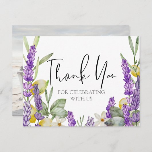 Rustic Lavender & Lemons Weddenschap Bedankkaart (Voorkant / Achterkant)