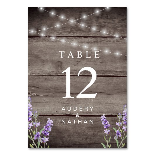 Rustic Lavender Lights Wedding Kaart (Voorkant)
