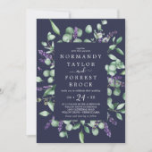 Rustic Lavender | Lijst van Navy Blue Floral Kaart (Voorkant)