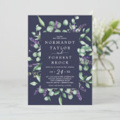 Rustic Lavender | Lijst van Navy Blue Floral Kaart (Staand voorkant)