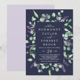 Rustic Lavender | Lijst van Navy Blue Floral Kaart
