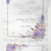 Rustic Lavender Lila Gold Floral Photo Wedding Drieluik Uitnodiging (Binnenkant midden)