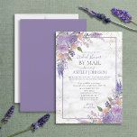 Rustic Lavender Lila Gold Floral Shower by Mail Kaart<br><div class="desc">Moderne en trendy, dit , girale vrijgezellenfeest per post-uitnodigingsontwerp is voorzien van een lavender paars lijst dat is voorzien van lila lavender paarse waterverf rozen en bloemen, over een faux witte marmer textuur en goudglitter. Deel van een matchingset. De ontwerper van het contact voor de passende producten. Copyright Elegant nodigt...</div>