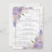 Rustic Lavender Lila Gold Floral Virtual Shower Kaart (Voorkant)