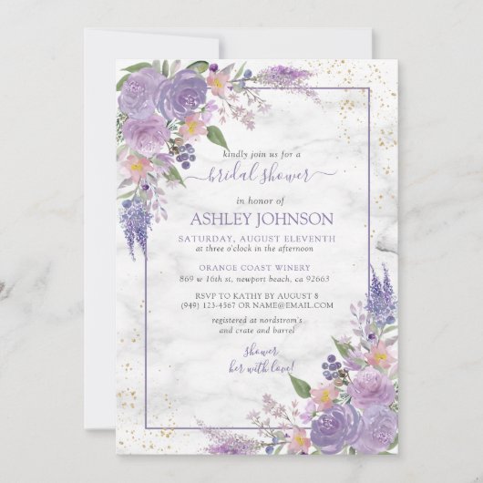 Rustic Lavender Lila Gold Floral Vrijgezellenfeest Kaart (Voorkant)