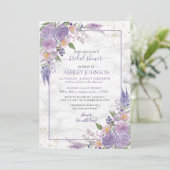 Rustic Lavender Lila Gold Floral Vrijgezellenfeest Kaart (Staand voorkant)
