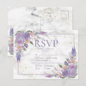 Rustic Lavender Lila Gold Floral Wedding RSVP Uitnodiging Briefkaart (Voorkant / Achterkant)