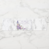 Rustic Lavender Marble Floral Wedding Waterfles Etiket (Enkel label)