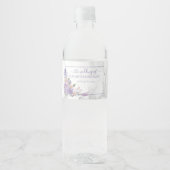 Rustic Lavender Marble Floral Wedding Waterfles Etiket (Voorkant)