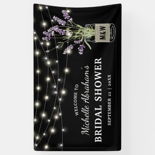 Rustic Lavender Mason Jar Lights Vrijgezellenfeest Spandoek (Verticaal)