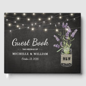 Rustic Lavender Mason Jar Lights Wedding Gastenboek (Voorkant)