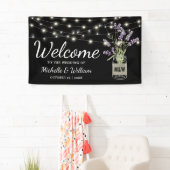 Rustic Lavender Mason Jar Lights Wedding Spandoek (Insitu)