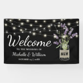 Rustic Lavender Mason Jar Lights Wedding Spandoek (Horizontaal)