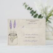 Rustic Lavender Mason Jar RSVP | Weddenschap Kaartje (Staand voorkant)