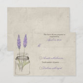 Rustic Lavender Mason Jar RSVP | Weddenschap Kaartje (Voorkant / Achterkant)