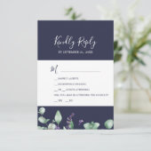 Rustic Lavender | Navy Blue 2 Event RSVP Card (Staand voorkant)
