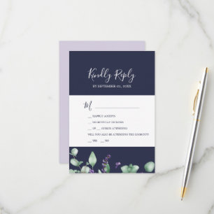 Rustic Lavender   Navy Blue 2 Event RSVP Card Kaartje