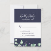 Rustic Lavender | Navy Blue Simple RSVP-kaart RSVP Kaartje (Voorkant)