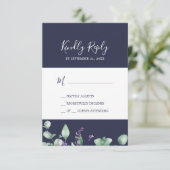 Rustic Lavender | Navy Blue Simple RSVP-kaart RSVP Kaartje (Staand voorkant)