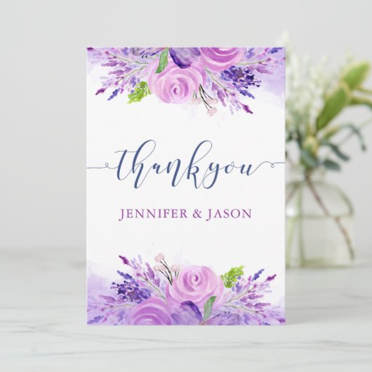 Rustic Lavender Paars Hartelijk dank Bedankkaart (Staand voorkant)