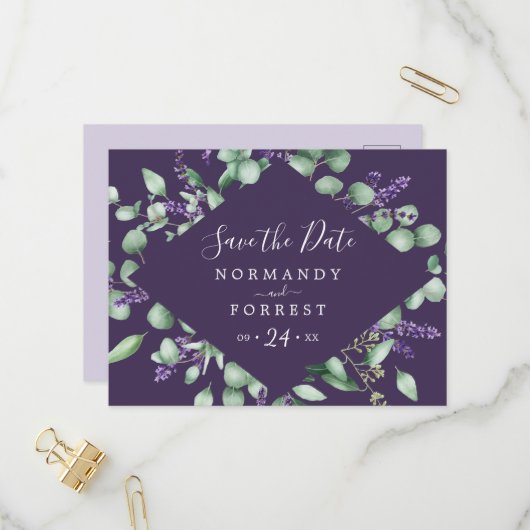 Rustic Lavender | Paars sparen het Briefkaart van (Voorkant / Achterkant in situ)