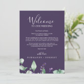 Rustic Lavender Paars Welkomstbrief & reisroute (Staand voorkant)