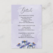 Rustic Lavender Paarse Daisies Wedding Details Informatiekaartje (Voorkant)