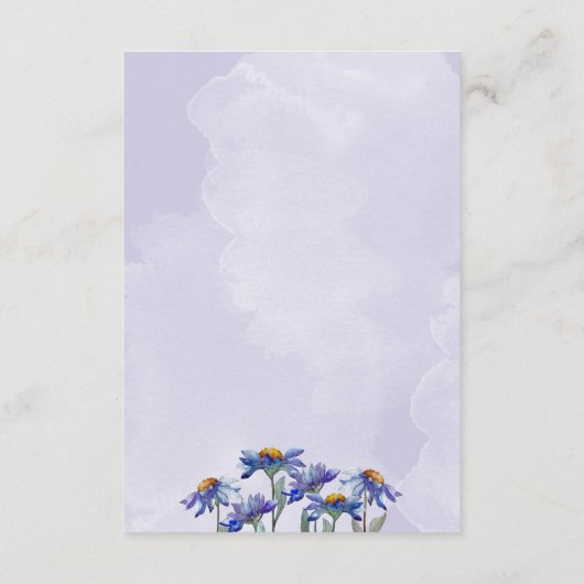 Rustic Lavender Paarse Daisies Wedding Details Informatiekaartje (Achterkant)
