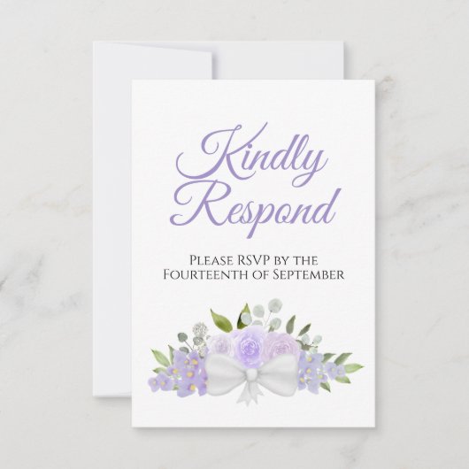 Rustic Lavender Paarse Floral Bouquet Wedding RSVP Kaartje (Voorkant)