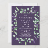 Rustic Lavender | Paarse Floral Lijst bruiloft Kaart (Voorkant)