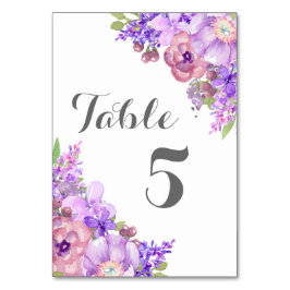 Rustic Lavender Paarse Floral Wedding Table Number Kaart