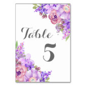 Rustic Lavender Paarse Floral Wedding Table Number Kaart (Achterkant)